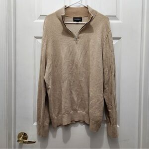Bonobos Men's Cotton Cashmere Quarter Zip Long Sleeve Sweater in Tan